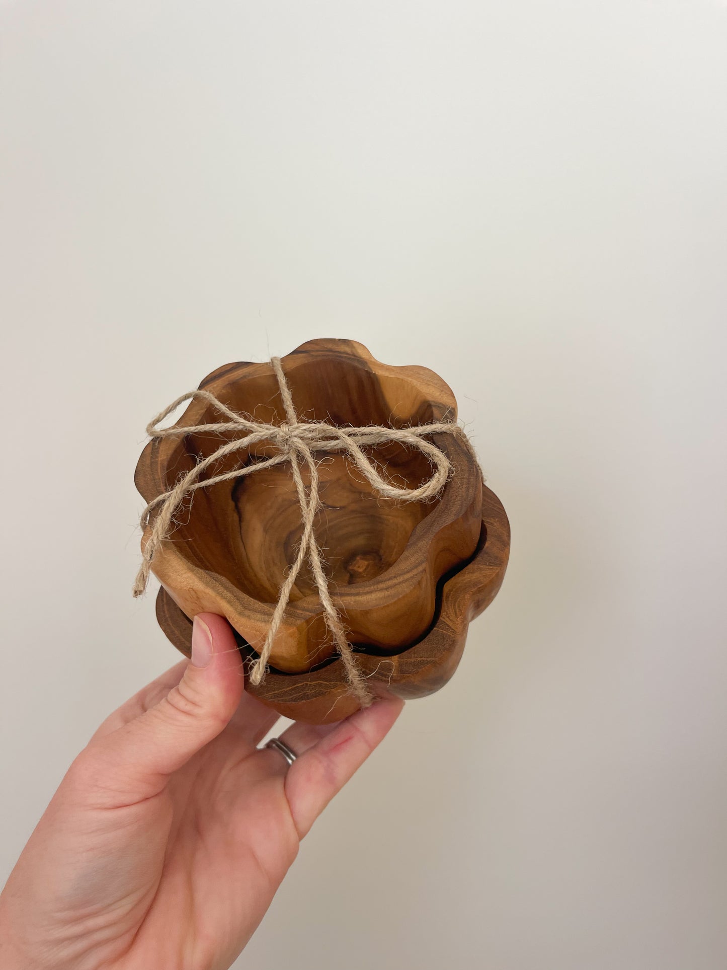 Daisy Wooden Bowls - set of 2