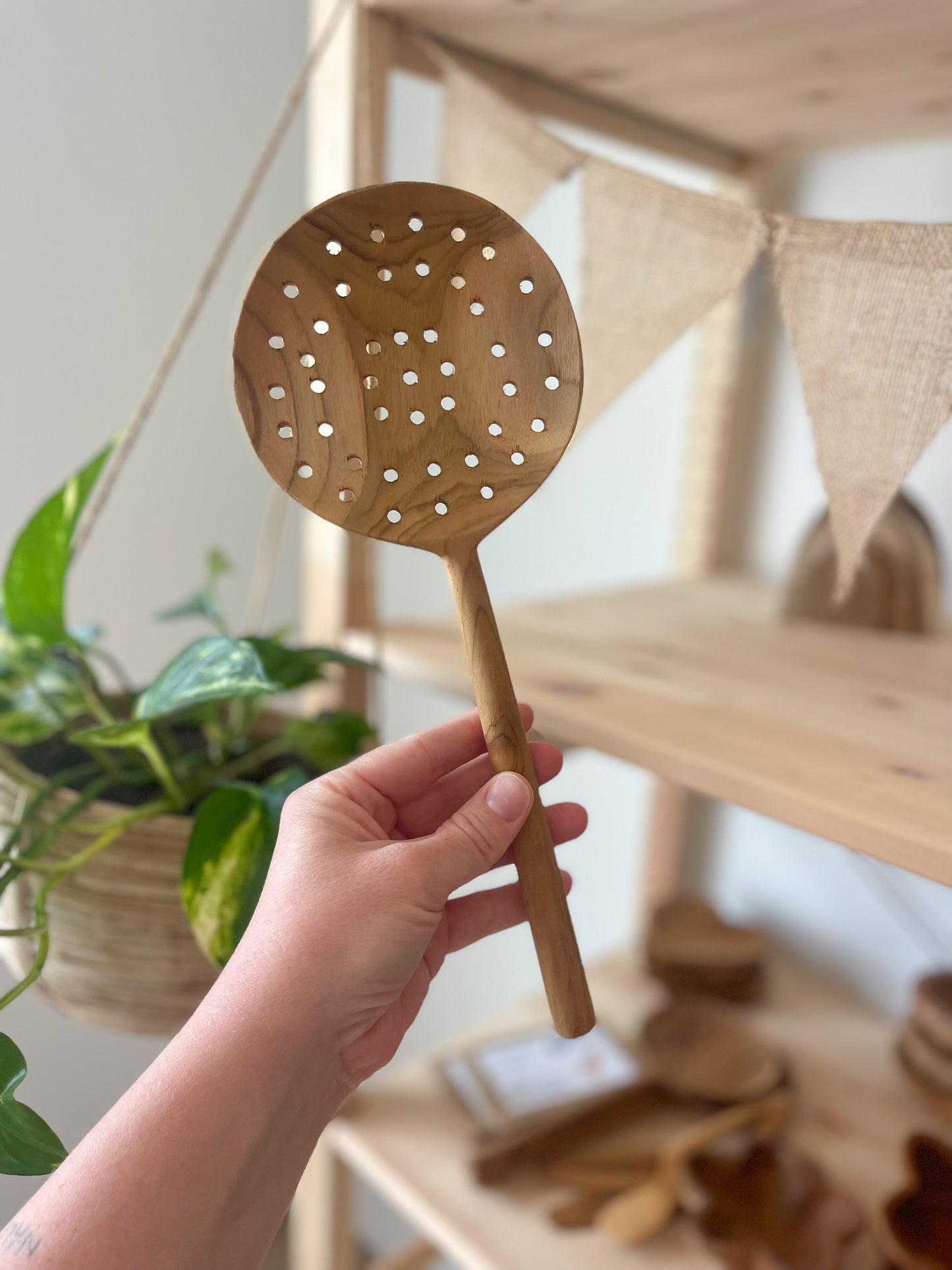 Teak Slotted Spoon